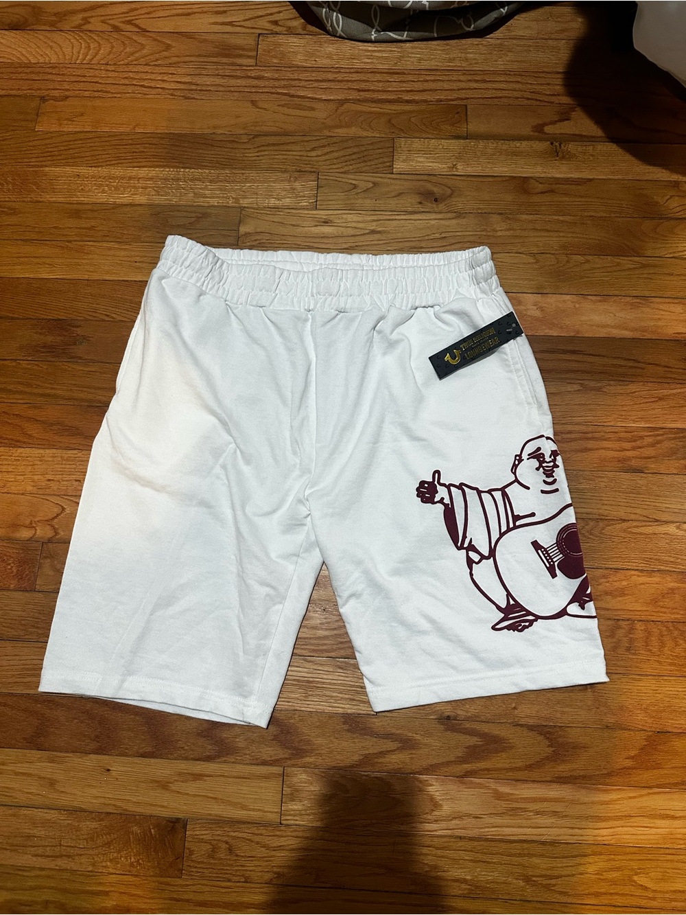 NWT‎ True Religion Men’s Loungewear White Elastic Waist Buddha Logo L
